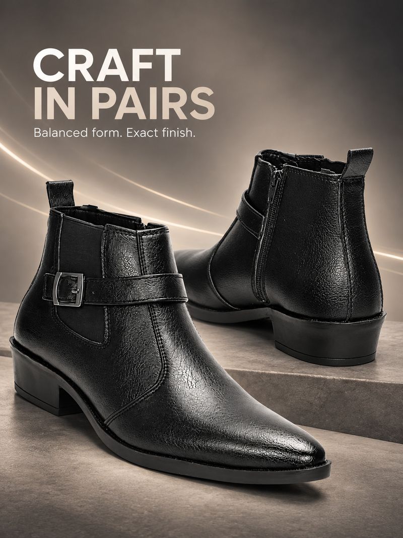 Kraasa Stylish Ankle Boots for Men (Black, 10) - Image 6