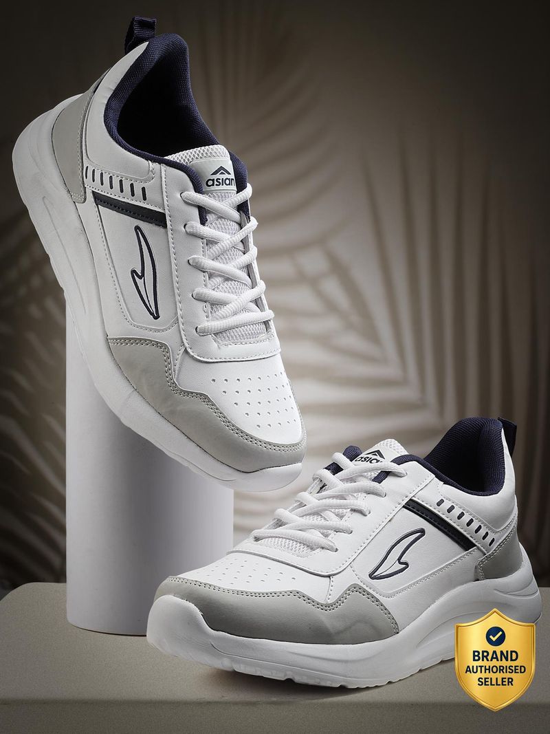 Asian TOOFAN-01 Running Shoes for Men (White Navy, 7) - Image 5