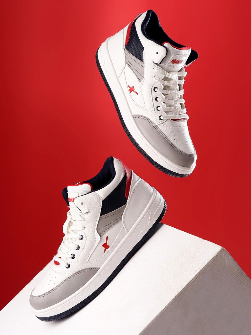 Sparx SM 1010 Sneakers for Men (White, Navy, Size 8) - Image 2