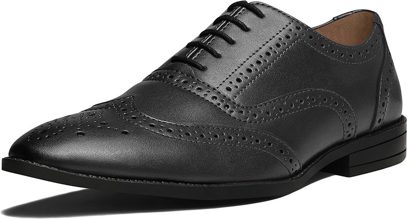 LOUIS STITCH Men Black Wingtip Brogues (9) - Image 6