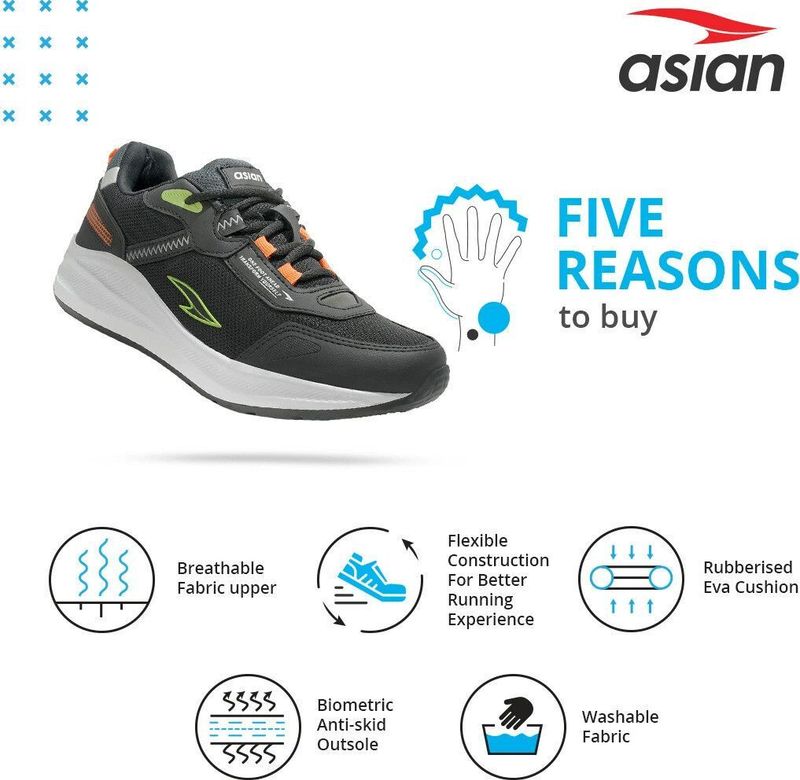 asian Nexon-13 Black Men's Running Shoes - Image 6