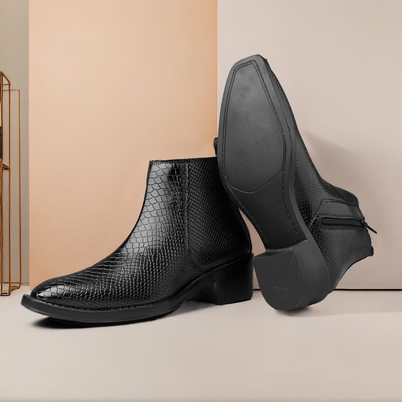 STEPORIZE Men's Croco Texture Side Zipper Chelsea Boots - Image 3