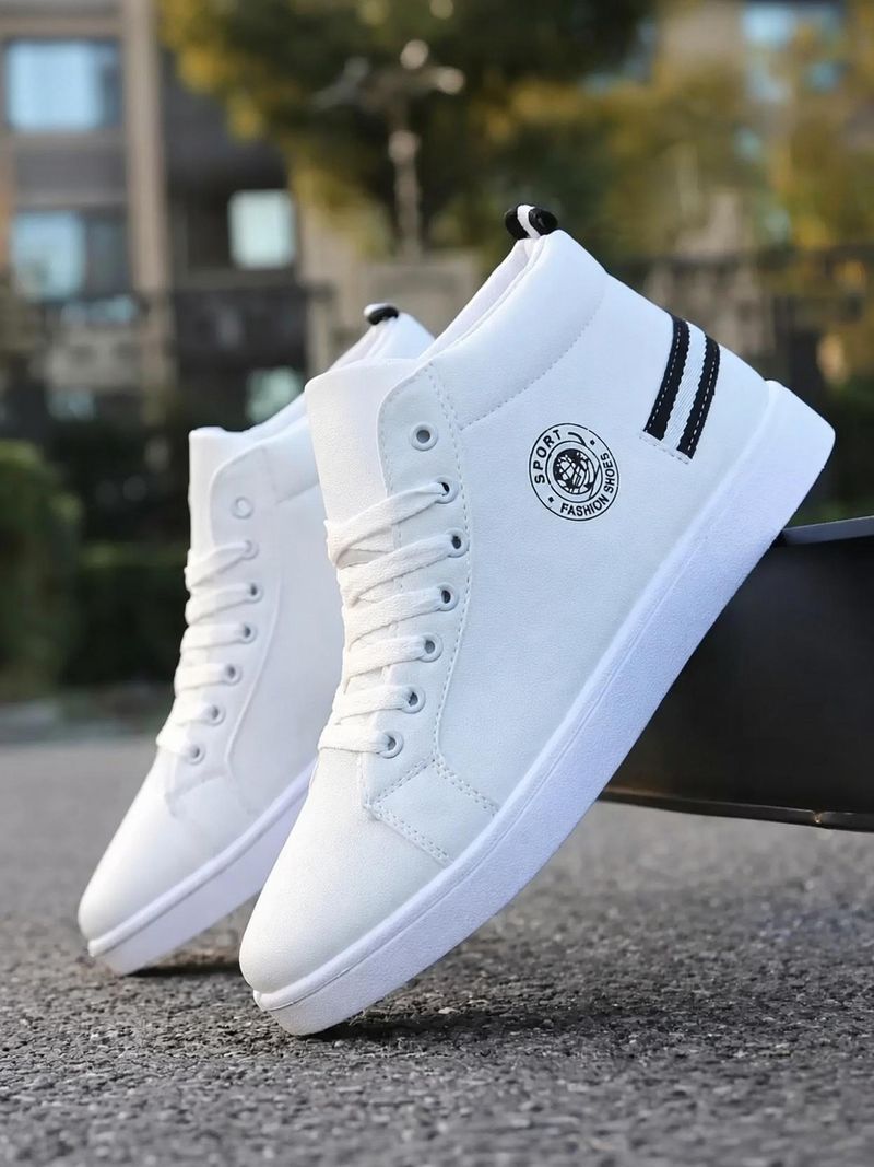 URBANBOX High Top Casual Sneakers for Men (White, Size 8) - Image 2