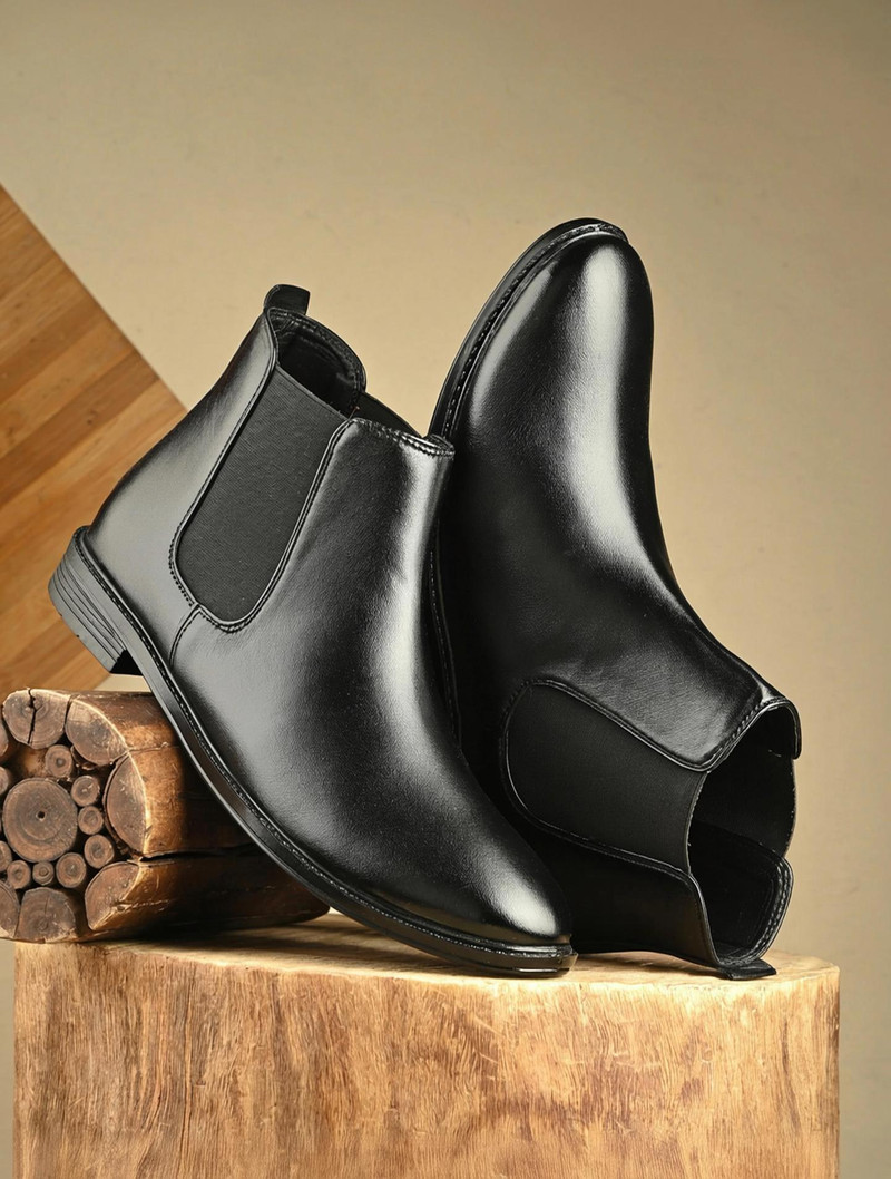 Synthetic Leather Lightweight Comfortable Trendy Walking Outdoor Slip On Chelsea Boots For Men