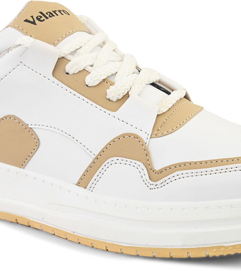 Velarro Casual Sneakers for Men (Beige, White, UK 9) - Image 5