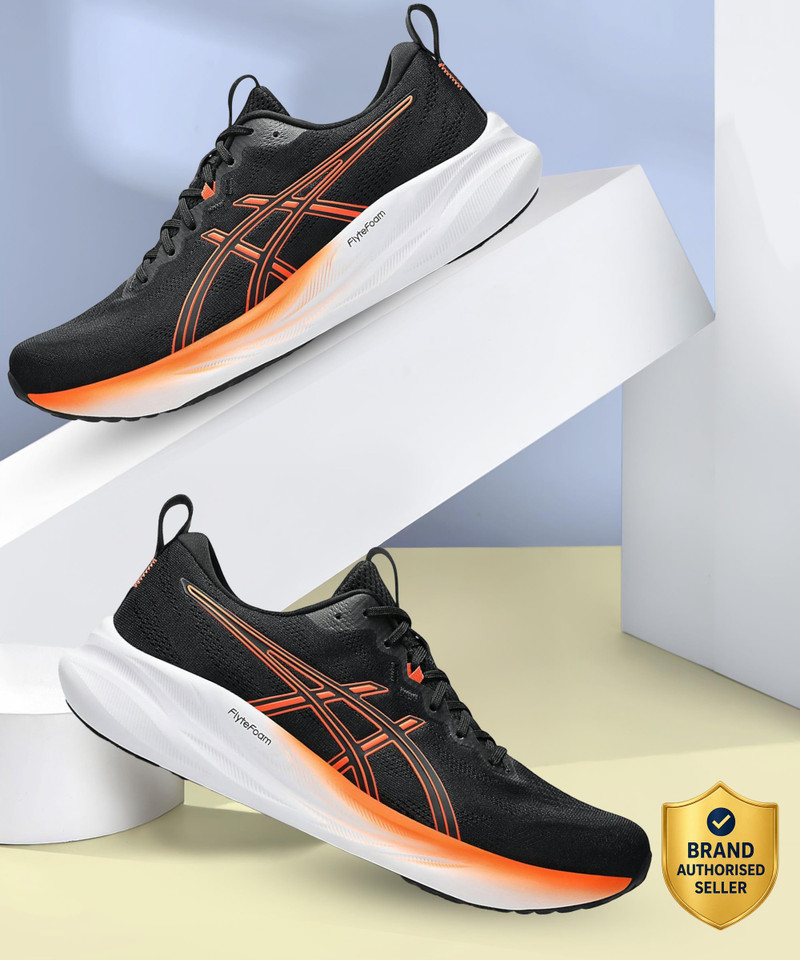 Asics GEL-PULSE 16 Running Shoes For Men Black, Orange , 6