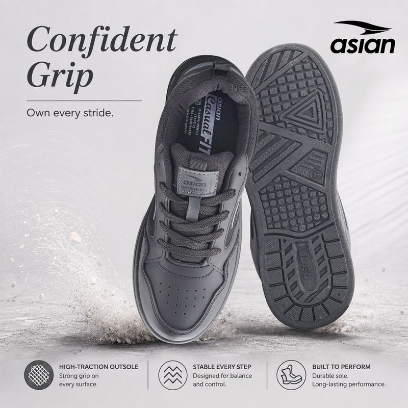 asian Defender-03 Men's Casual Sneakers with Cushioned Sole & Low Top Style Sneakers For Men (Black , 7) - Image 4