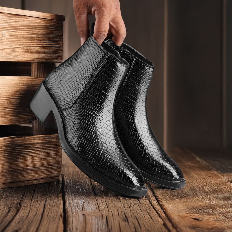 STEPORIZE Men's Croco Texture Side Zipper Chelsea Boots - Image 5