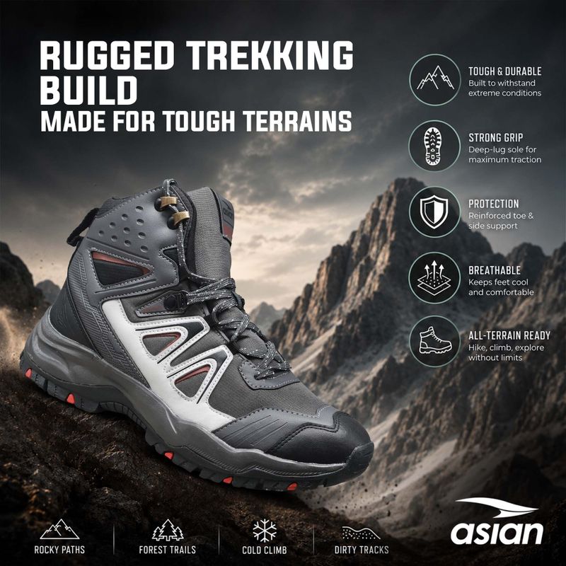 asian EVEREST-24 Men's Water Resistant Hiking Boots - Image 6