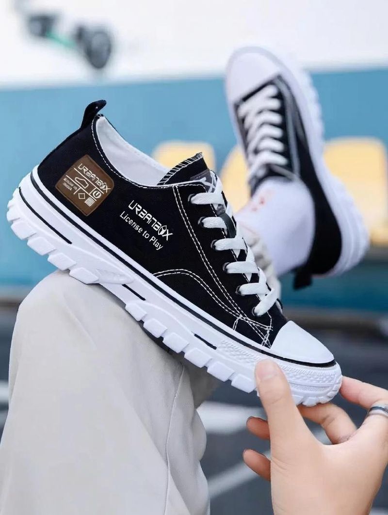 URBANBOX Trendy Casual Sneakers for Men (Black, White, UK 9) - Image 2