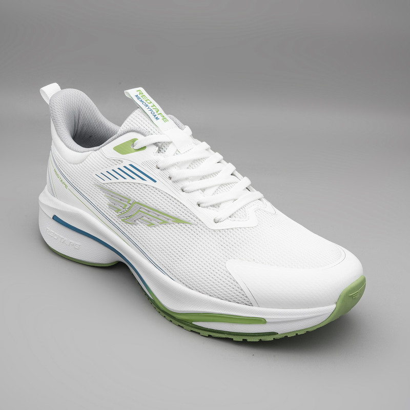 RED TAPE Athlsisure Shoes:: Active Comfort Training & Gym Shoes For Men White, Green , 8