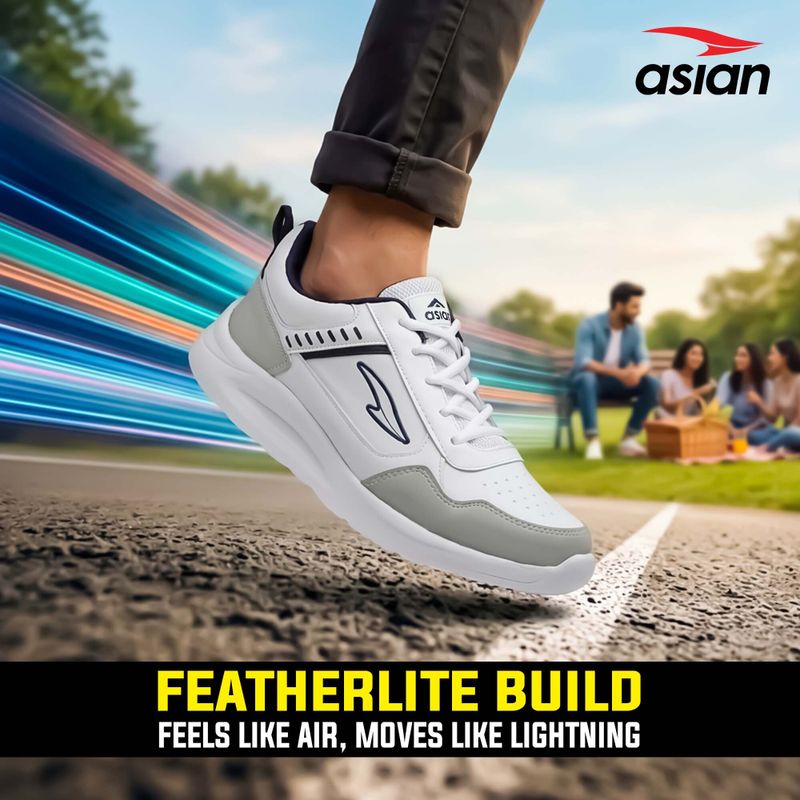 Asian TOOFAN-01 Running Shoes for Men (White Navy, 7) - Image 8