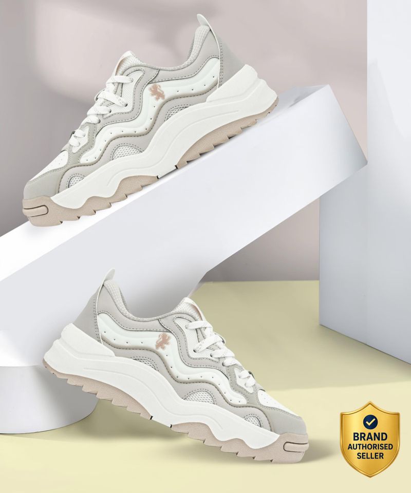 RED TAPE Sneakers For Women (White, Beige, Grey , 5)