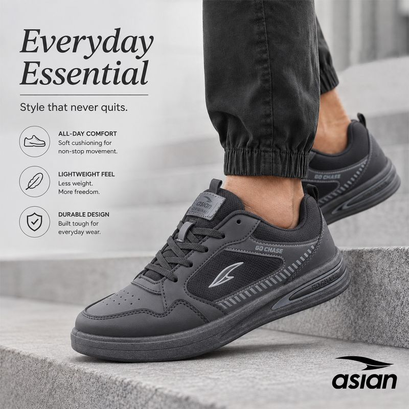 asian Defender-03 Men's Casual Sneakers with Cushioned Sole & Low Top Style Sneakers For Men (Black , 7) - Image 5