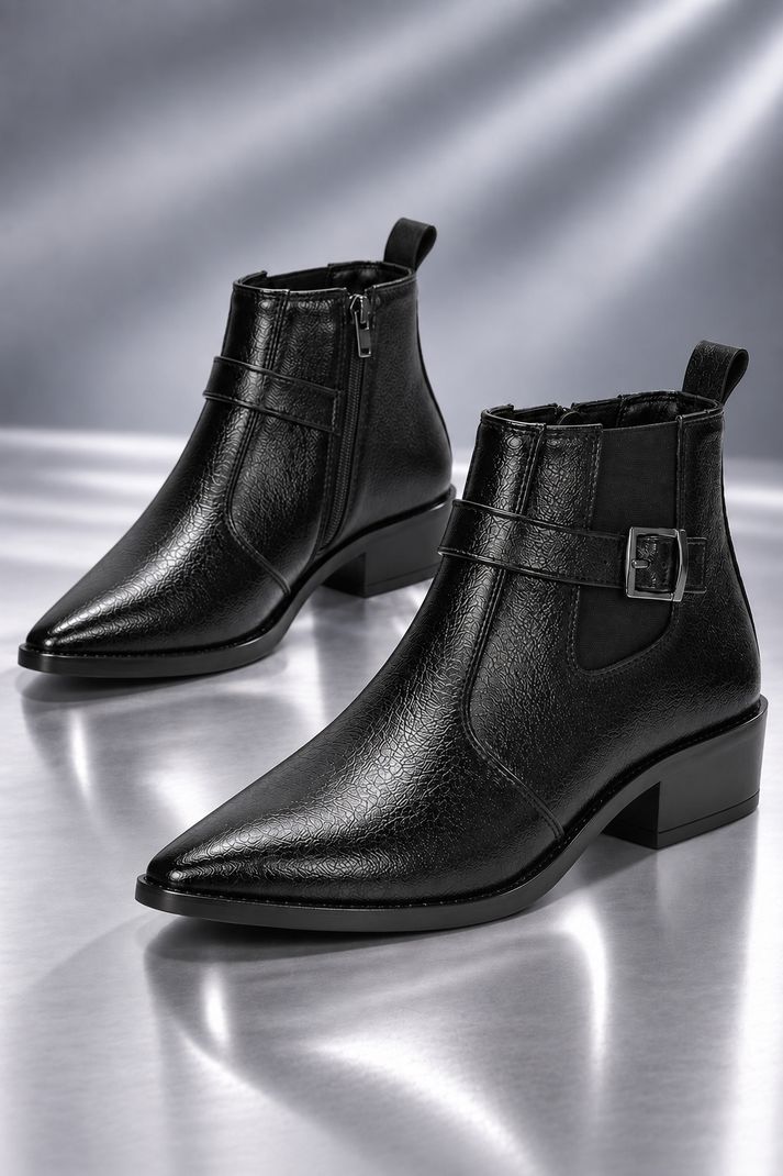 Kraasa Stylish Ankle Boots for Men (Black, 10) - Image 2