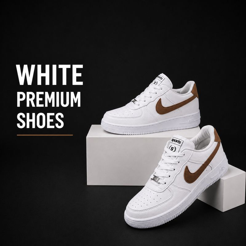 Leevax Men White Sneakers (Size 6) - Image 2