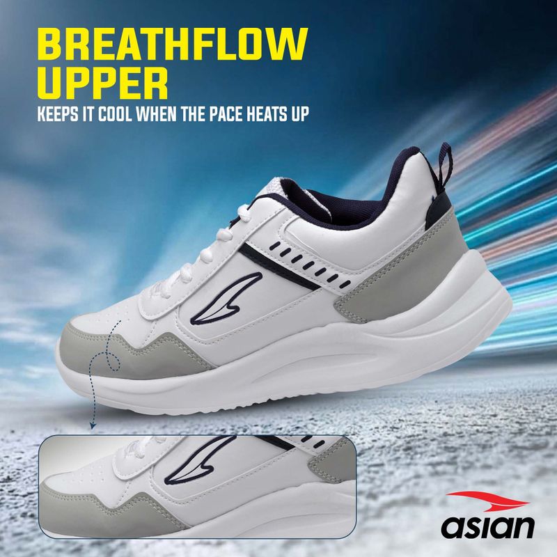 Asian TOOFAN-01 Running Shoes for Men (White Navy, 7) - Image 7