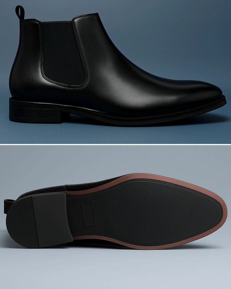 Leacom Boys Men Chelsea Slip-On Synthetic Leather Boots - Image 4