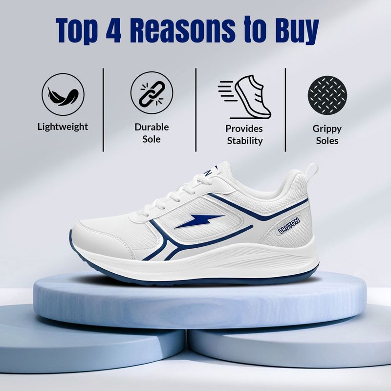 BRUTON X-BlueBlaze Running Shoes for Men | Lightweight Sports Shoes | Daily Wear Running Shoes For Men (White , 6) - Image 5