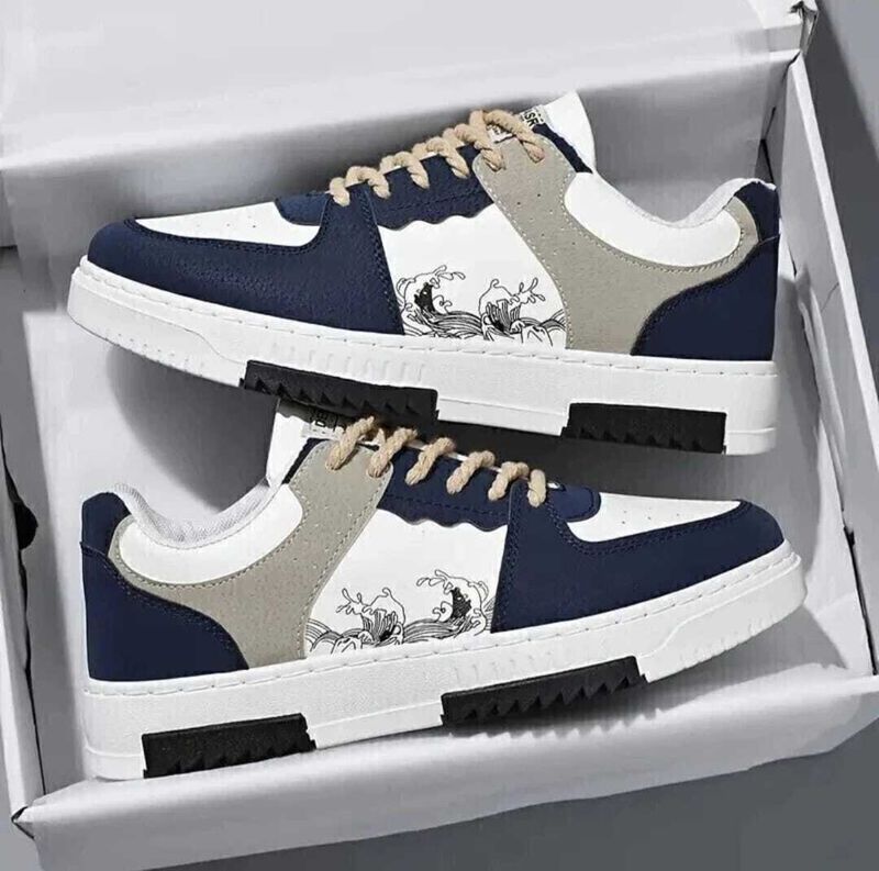TANVEO Men Navy Multicolor Sneakers Size 7 - Image 4