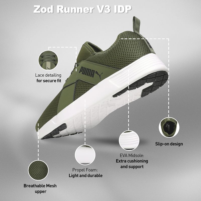 PUMA Zod Runner V3 IDP Sneakers (Green, UK 8) - Image 6