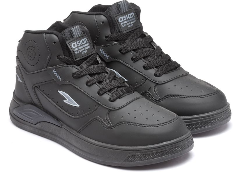 Asian Moscow-12 High Top Sneakers for Men (Black, UK 7) - Image 6