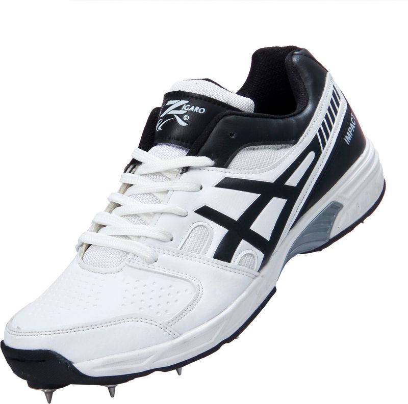 Zigaro Impact White Full Spikes Cricket Shoes - Image 5
