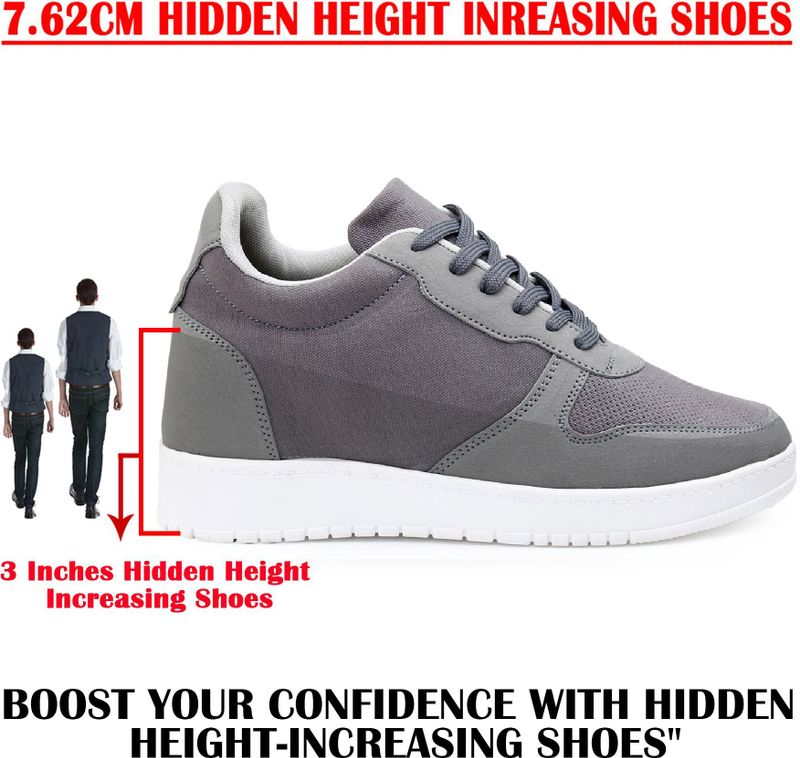 BXXY Men's Grey 3 inch Height Increasing Shoes - Image 3