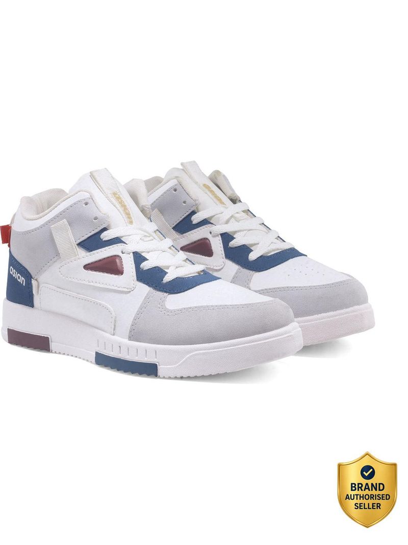 asian Tarzan-11 Sneakers,Casual,Canvas,Loafers High Tops For Men High Tops For Men (White, Blue , 7) - Image 2