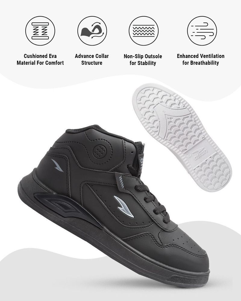 Asian Moscow-12 High Top Sneakers for Men (Black, UK 7) - Image 5