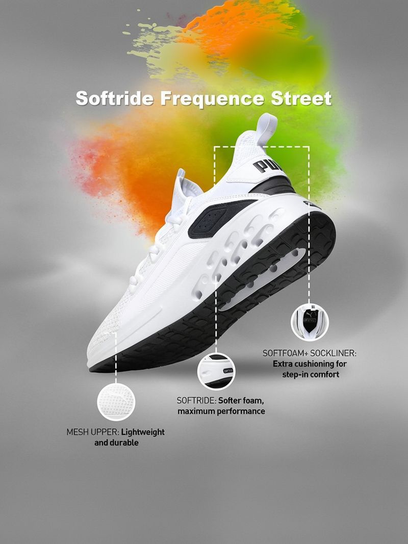 PUMA Softride Frequence Street Running Shoes (White, 9) - Image 4