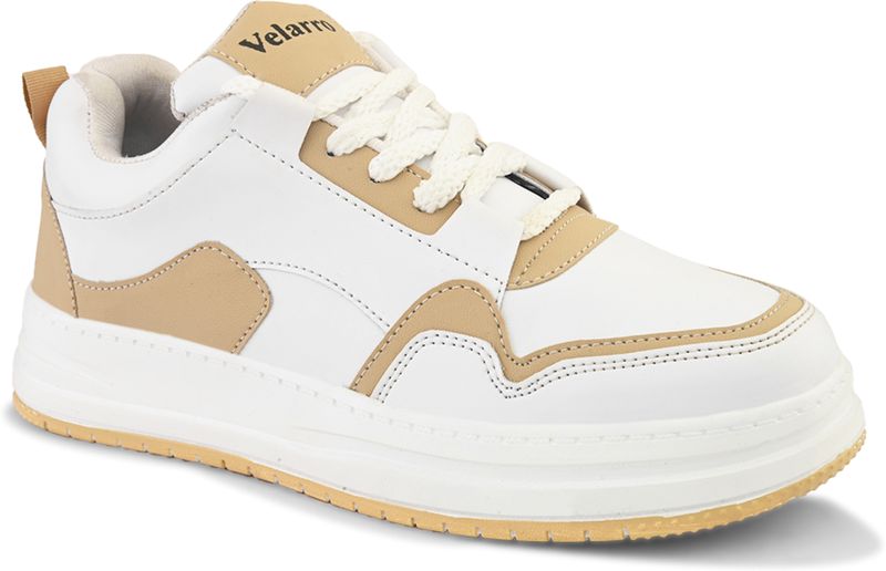 Velarro Casual Sneakers for Men (Beige, White, UK 9) - Image 4