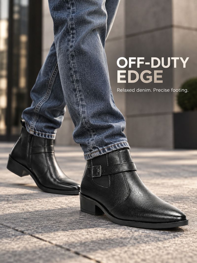 Kraasa Stylish Ankle Boots for Men (Black, 10) - Image 3