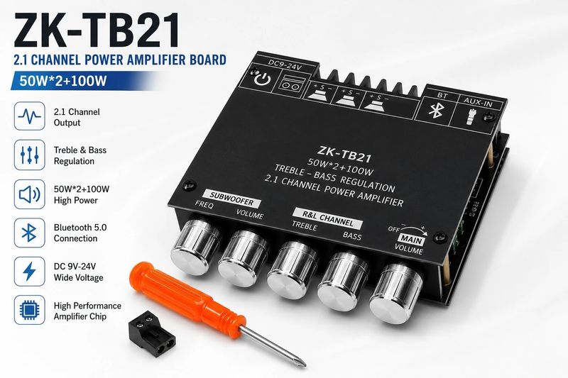 AJ COLLECTIONS TB21 2.1 Channel Bluetooth Amplifier - Image 5