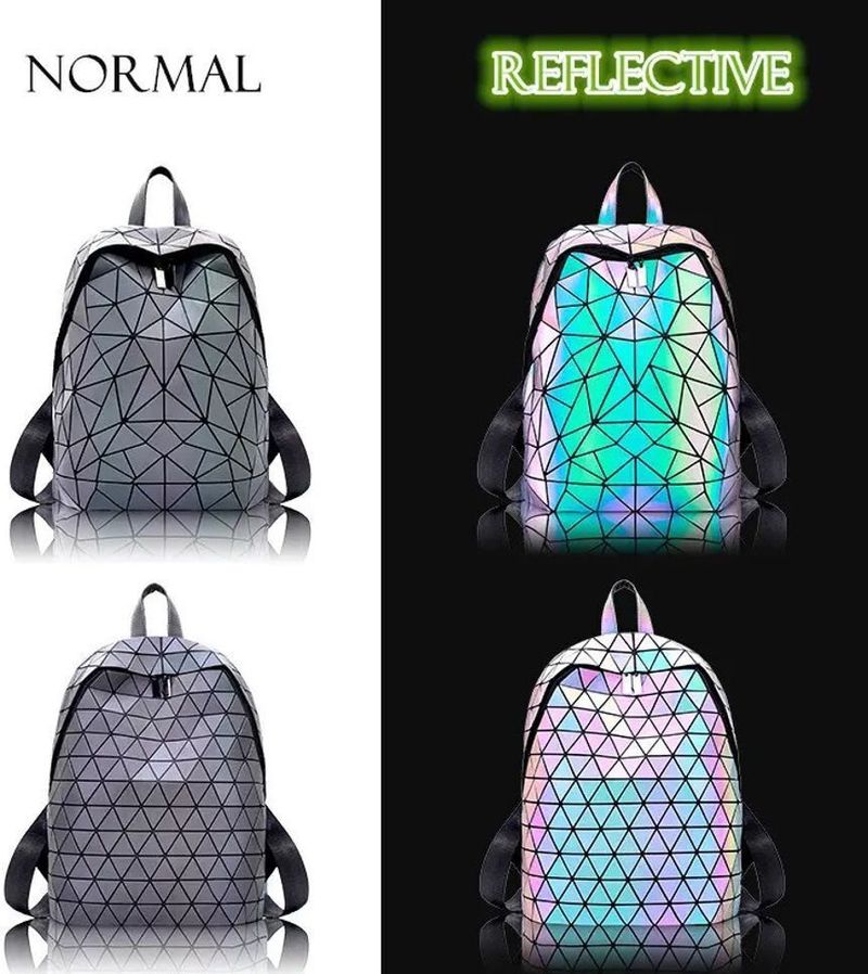 buddle Medium 25 L Laptop Backpack Luminous Geometric Holographic Reflective Backpack Color Changing Bag (Multicolor) - Image 3