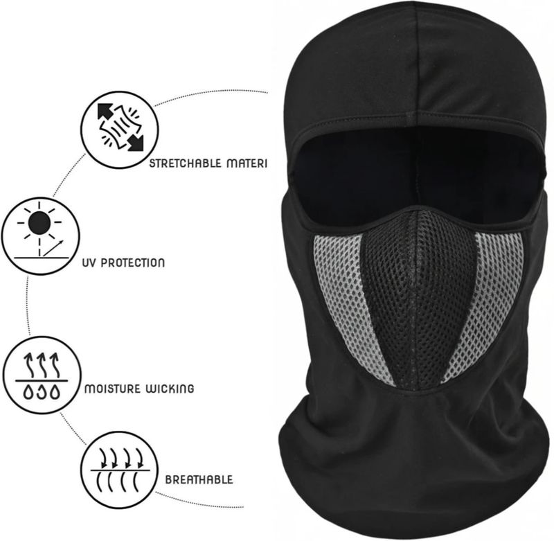 Rhtdm Black Grey Bike Face Mask Balaclava Free Size - Image 5