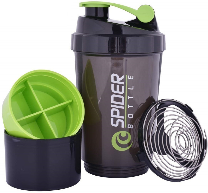 Fitnesstricks Protein Shaker Bottle, Gym Shaker Cup for Protein Shakes 500 ml Plastic Shaker Pack of 1, Multicolor