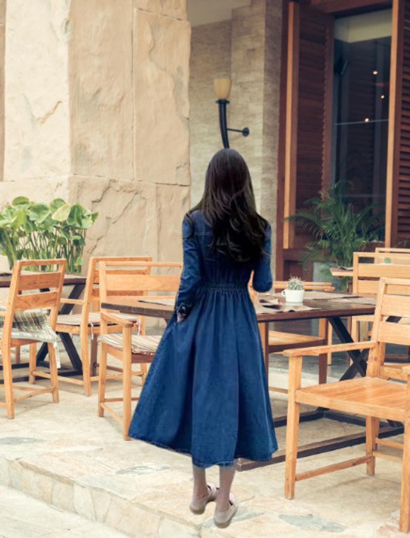 RKK Collection Blue Fit and Flare Midi Dress - Image 3