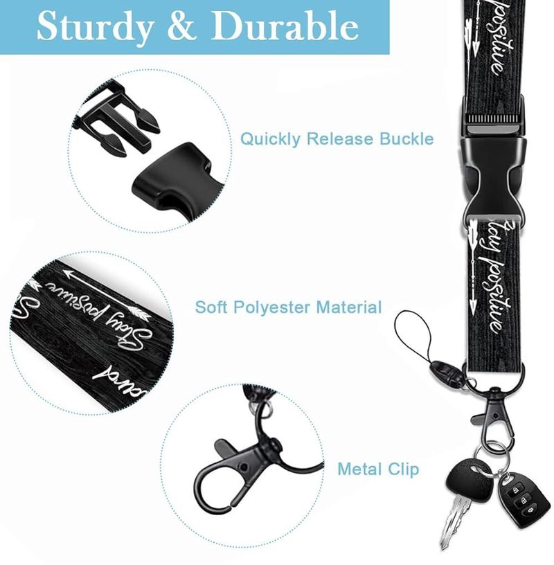 HASTHIP Adjustable ID Card Lanyard with Quick Carabiner (Black) - Image 6