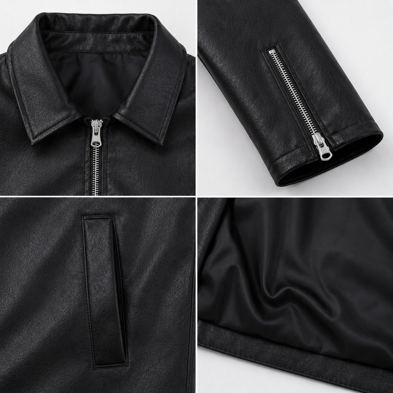 Azy Fabrics Men Solid Leather Jacket - Image 6