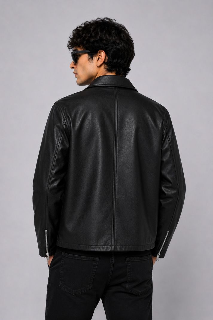 Azy Fabrics Men Solid Leather Jacket - Image 4