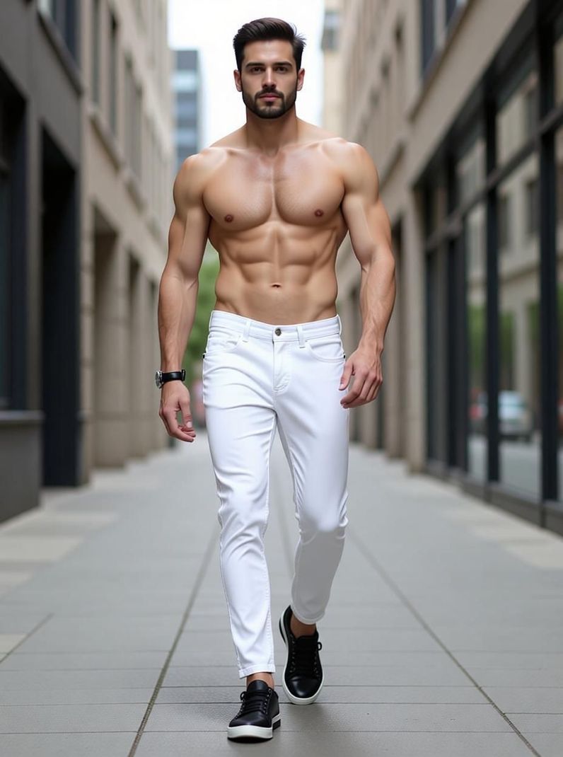 hotlist Men Slim Mid Rise White Jeans - Image 4