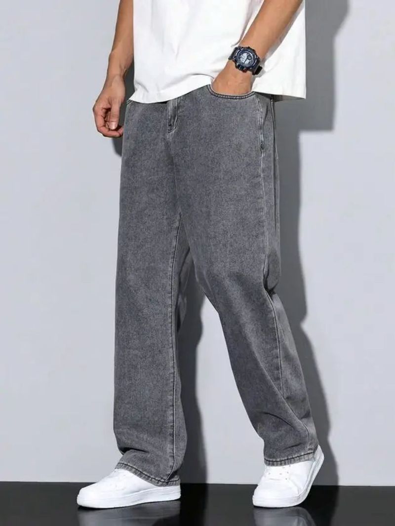 moda star Men Loose Fit Mid Rise Grey Jeans - Image 4