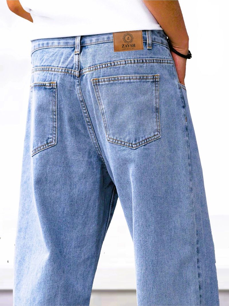 ZAYSH Men Loose Fit Mid Rise Light Blue Jeans - Image 4
