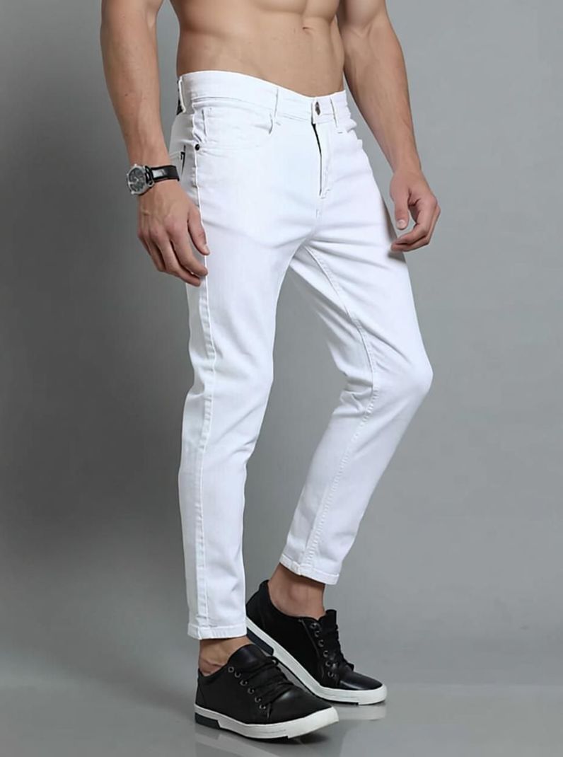 hotlist Men Slim Mid Rise White Jeans - Image 6