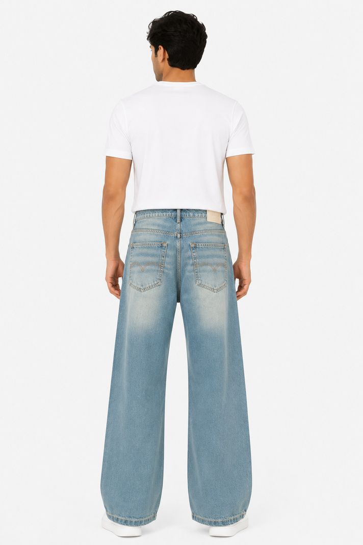 NIZAME SHOPPING CENTER Men Wide Leg Mid Rise Light Blue Jeans - Image 3