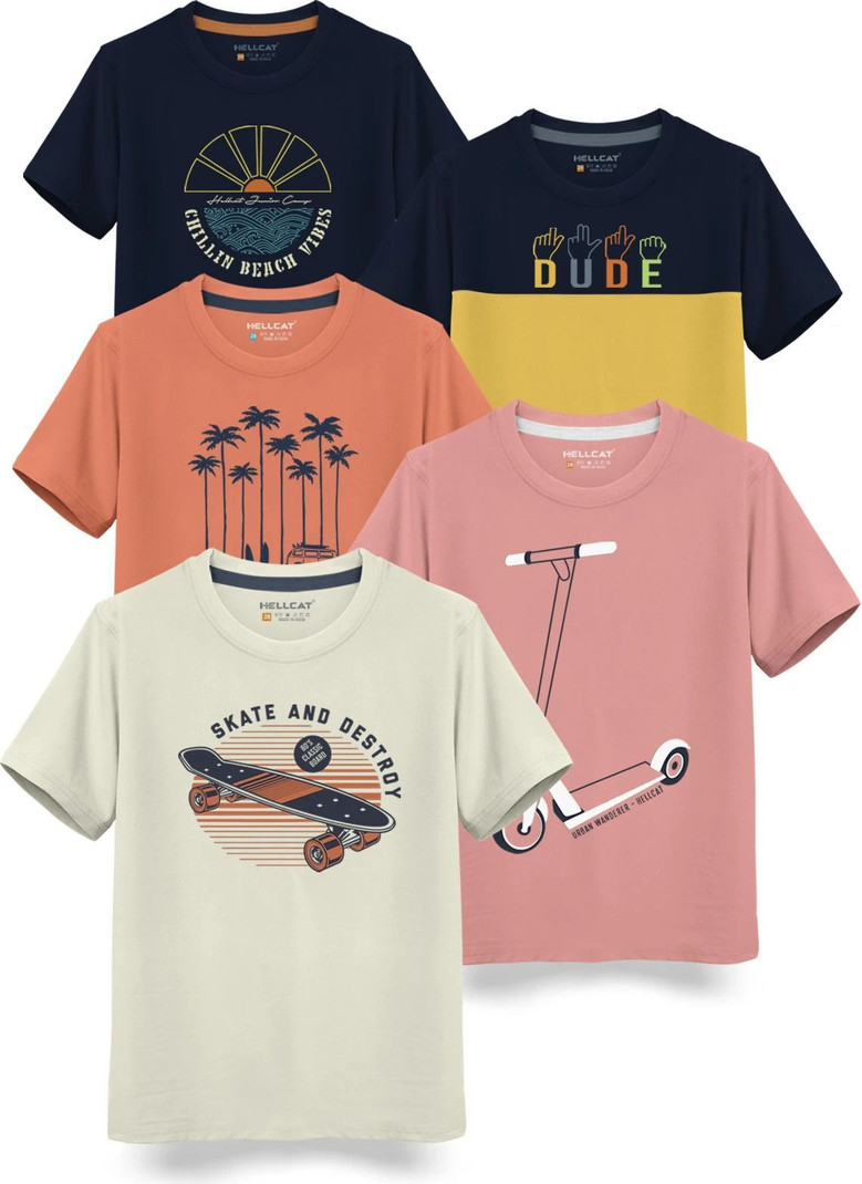 Boys Printed Cotton Blend Regular T Shirt