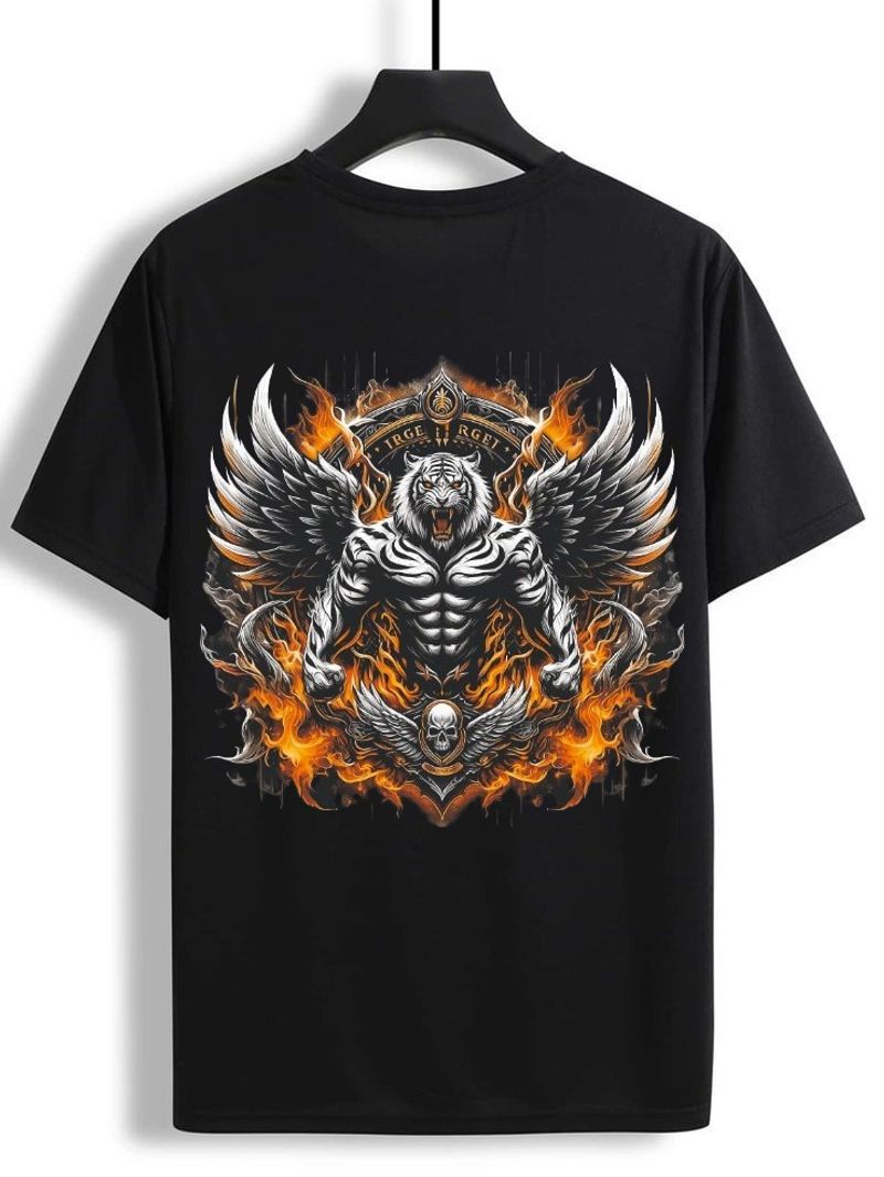 DELGAN Boys Printed Pure Cotton Regular T-Shirt (Black, Pack of 1) - Image 2