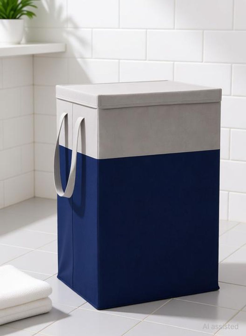 Mteaser 75 L Grey, Blue Laundry Basket (Non Woven) - Image 2