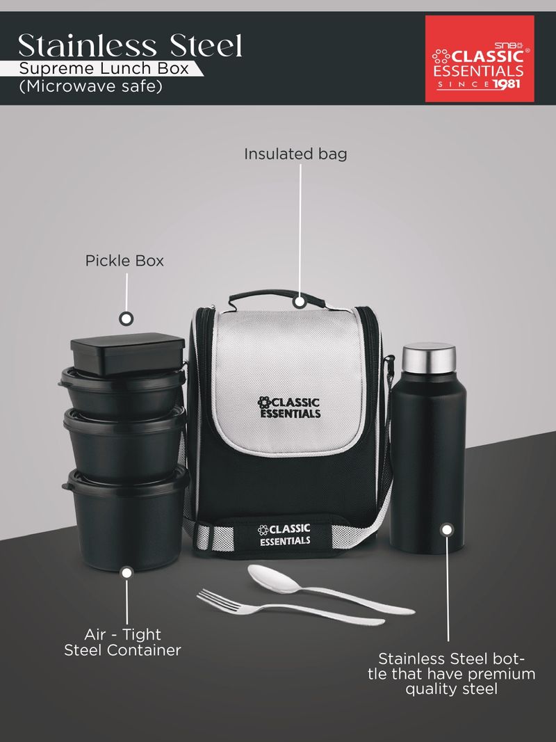 Classic Essentials Lunch Box Set of 5 with Bottle - Image 4